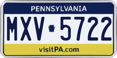 PA license plate MXV5722