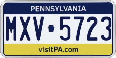 PA license plate MXV5723