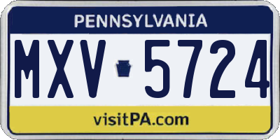 PA license plate MXV5724