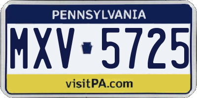 PA license plate MXV5725