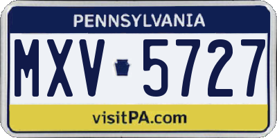 PA license plate MXV5727