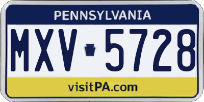 PA license plate MXV5728