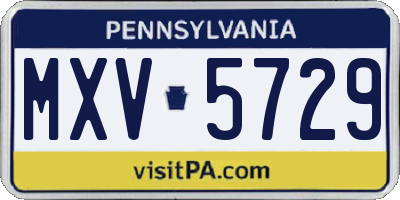 PA license plate MXV5729