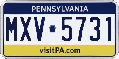 PA license plate MXV5731
