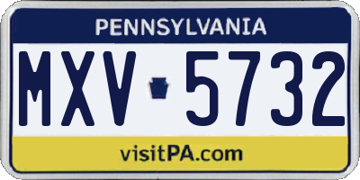 PA license plate MXV5732