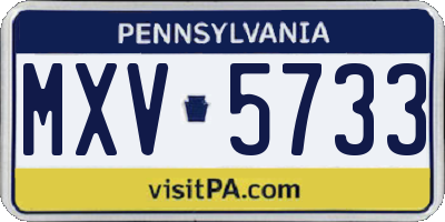 PA license plate MXV5733