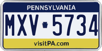 PA license plate MXV5734