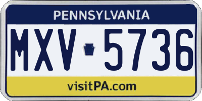 PA license plate MXV5736