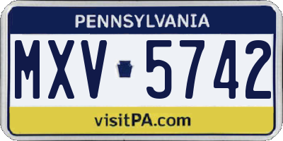 PA license plate MXV5742