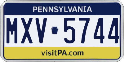 PA license plate MXV5744