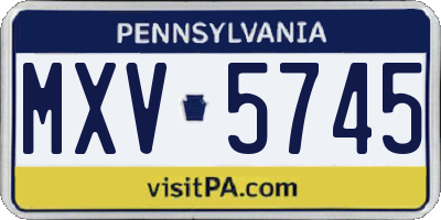 PA license plate MXV5745