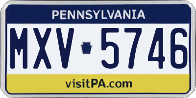 PA license plate MXV5746