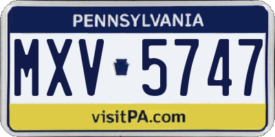 PA license plate MXV5747