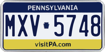 PA license plate MXV5748