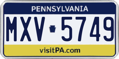 PA license plate MXV5749
