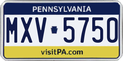 PA license plate MXV5750