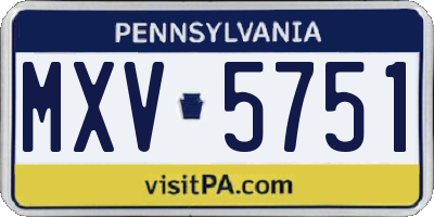 PA license plate MXV5751