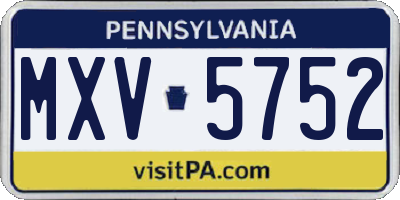 PA license plate MXV5752