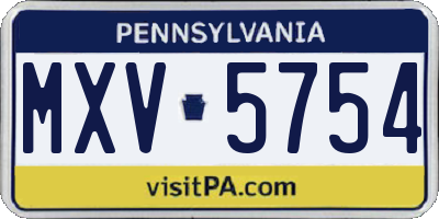 PA license plate MXV5754