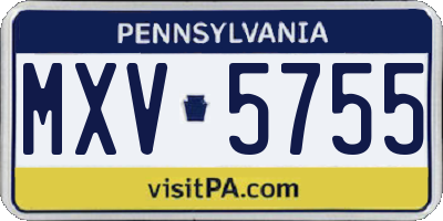 PA license plate MXV5755