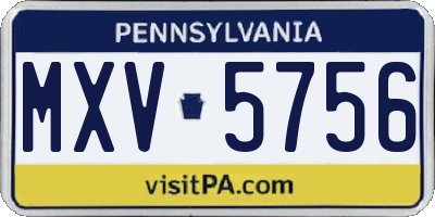 PA license plate MXV5756