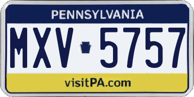 PA license plate MXV5757