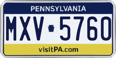 PA license plate MXV5760