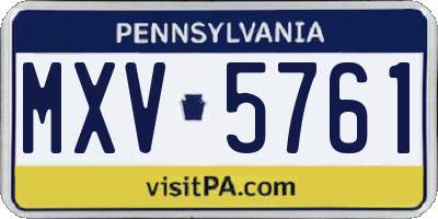 PA license plate MXV5761