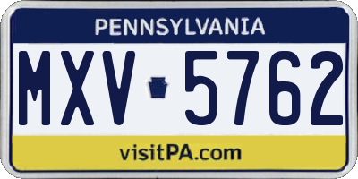 PA license plate MXV5762