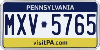 PA license plate MXV5765