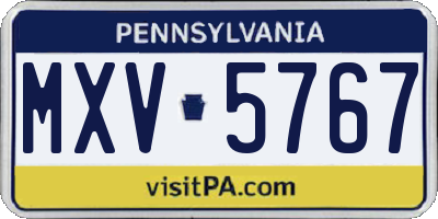 PA license plate MXV5767