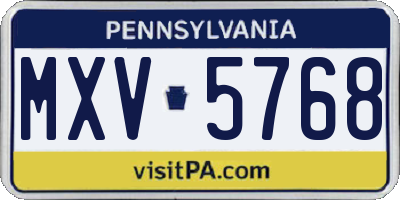 PA license plate MXV5768