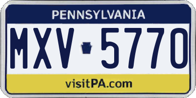 PA license plate MXV5770