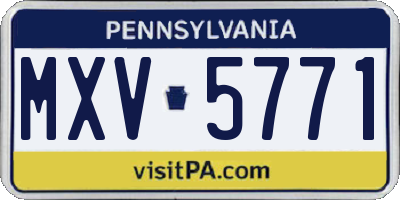PA license plate MXV5771