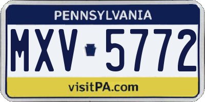 PA license plate MXV5772