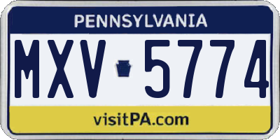PA license plate MXV5774