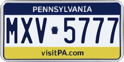 PA license plate MXV5777