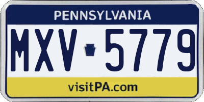PA license plate MXV5779