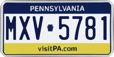 PA license plate MXV5781
