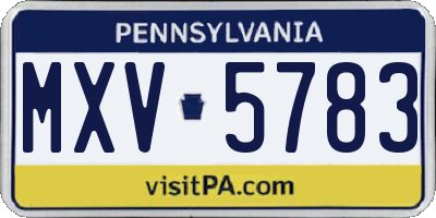PA license plate MXV5783