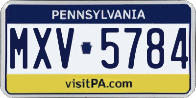PA license plate MXV5784