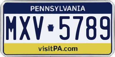 PA license plate MXV5789