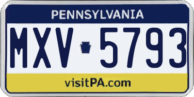 PA license plate MXV5793
