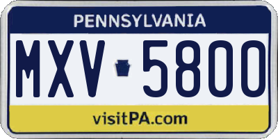 PA license plate MXV5800