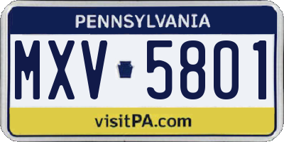 PA license plate MXV5801