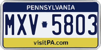 PA license plate MXV5803