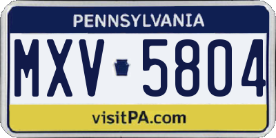 PA license plate MXV5804