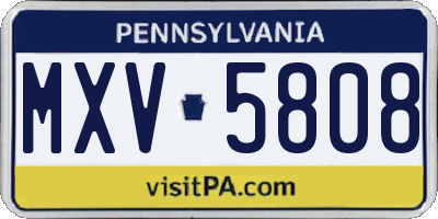 PA license plate MXV5808