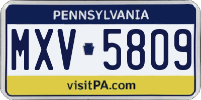 PA license plate MXV5809
