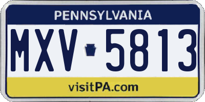 PA license plate MXV5813